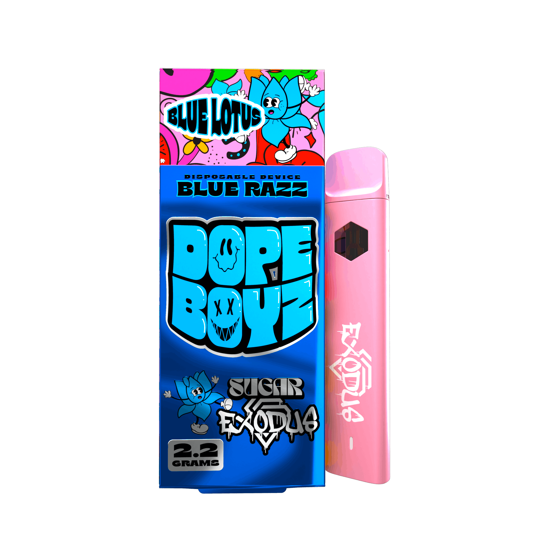 Exodus X Sugar Dope Boyz 2.2G Blue Lotus Disposable Blue Razz