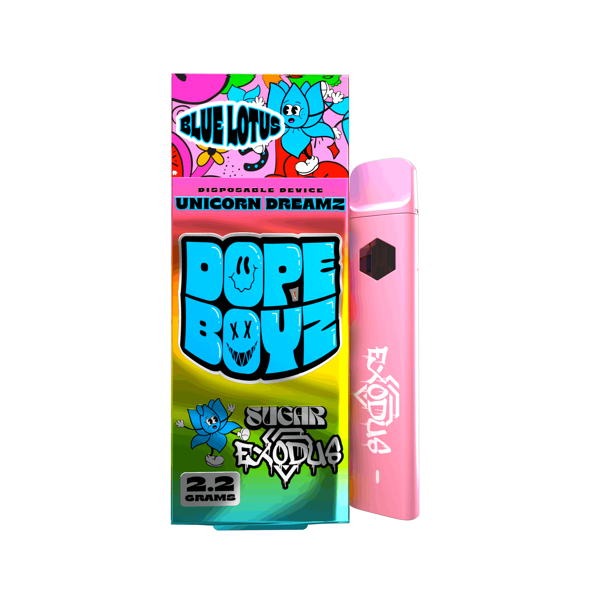 Exodus X Sugar Dope Boyz 2.2G Blue Lotus Disposable Unicorn Dreamz