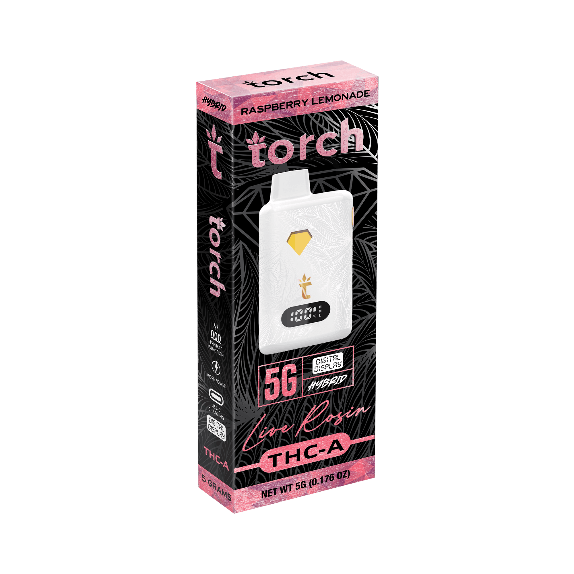 Torch 5g Live Rosin THCA Disposable Raspberry Lemonade