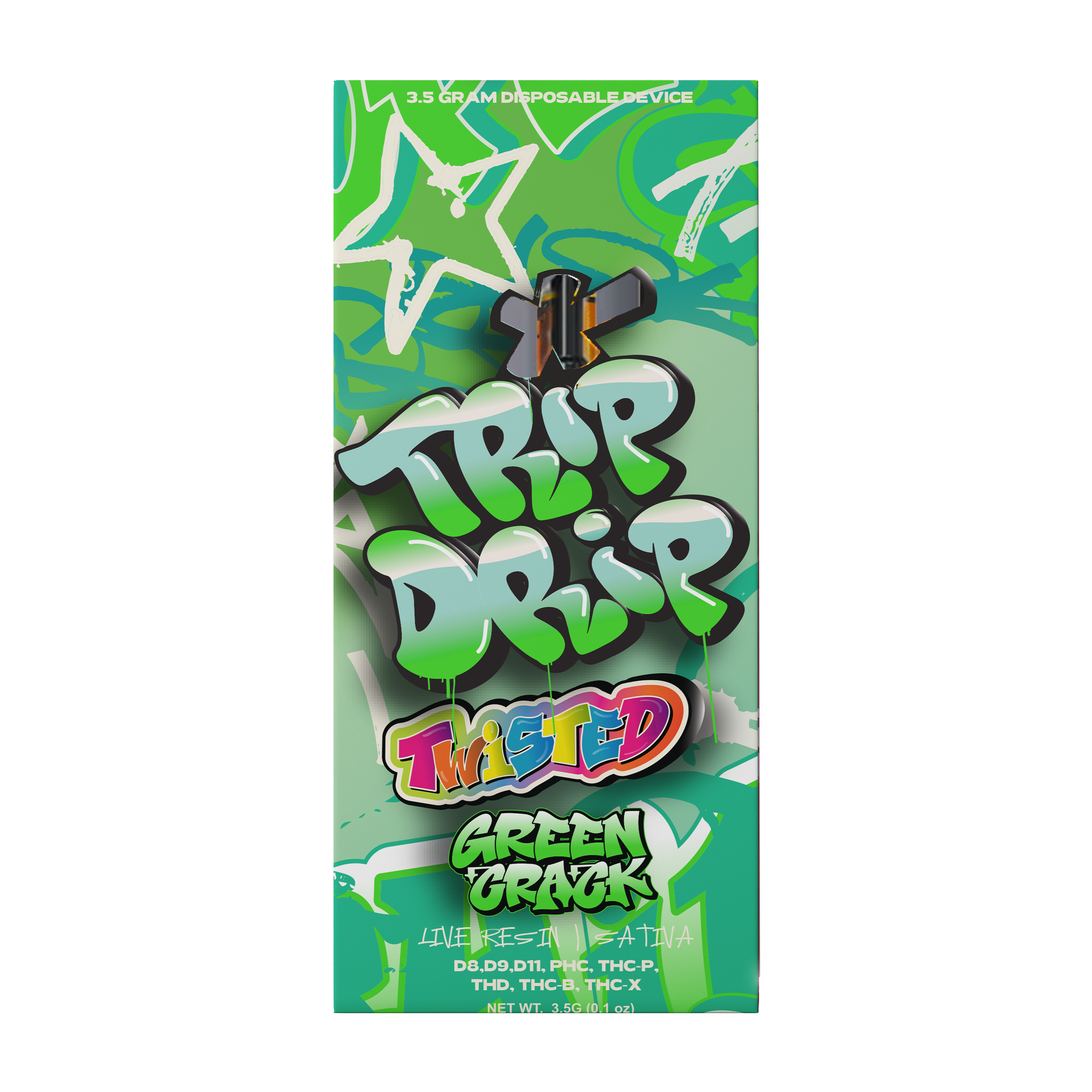 Trip Drip 8x3 Twisted Delta THC Blend 3.5g Disposable Green Crack