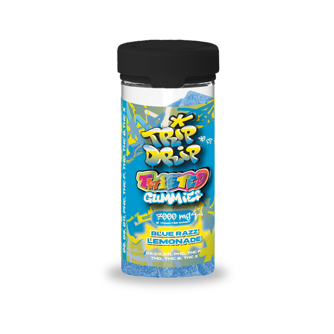 Trip Drip Twisted Delta THC Blend 7000mg Gummies Blue Razz Lemonade