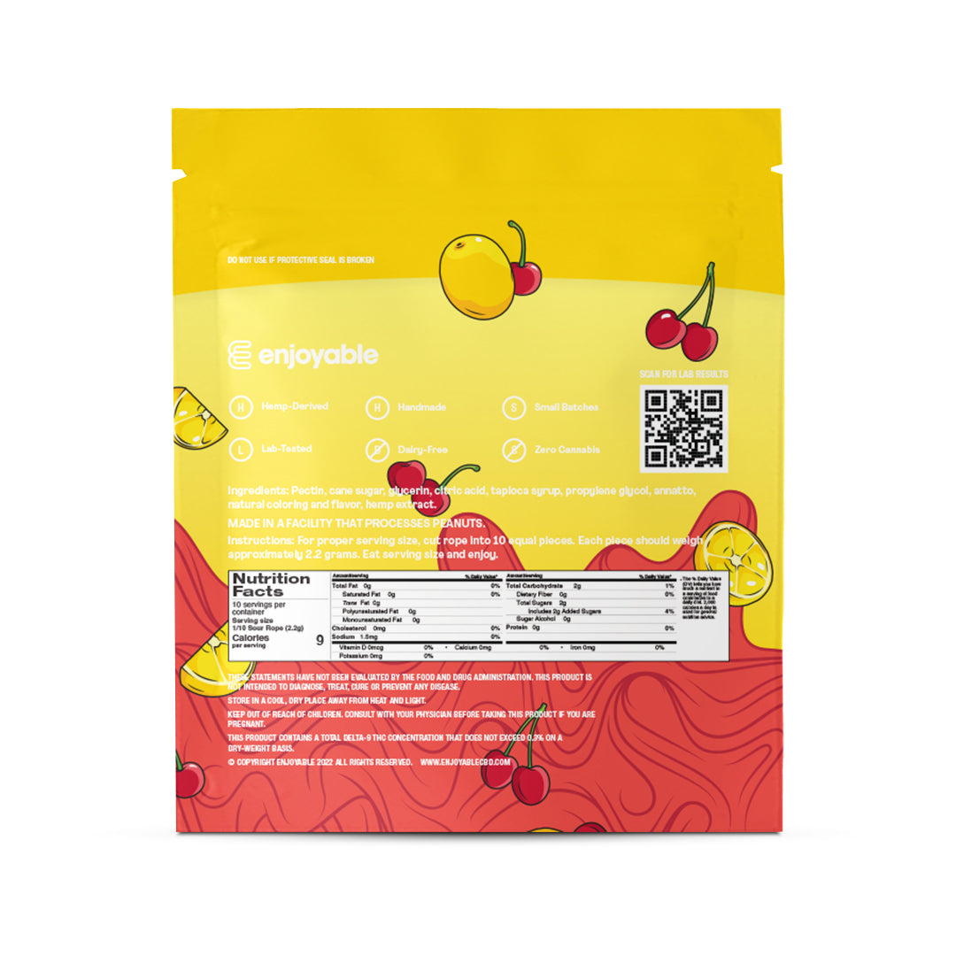 enjoyable cherry lemonade delta-9 sour rope edibles nutrition facts 